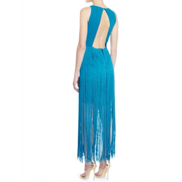 Aidan Mattox Teal Cocktail Dress Long Fringe NWT - Picture 6 of 6